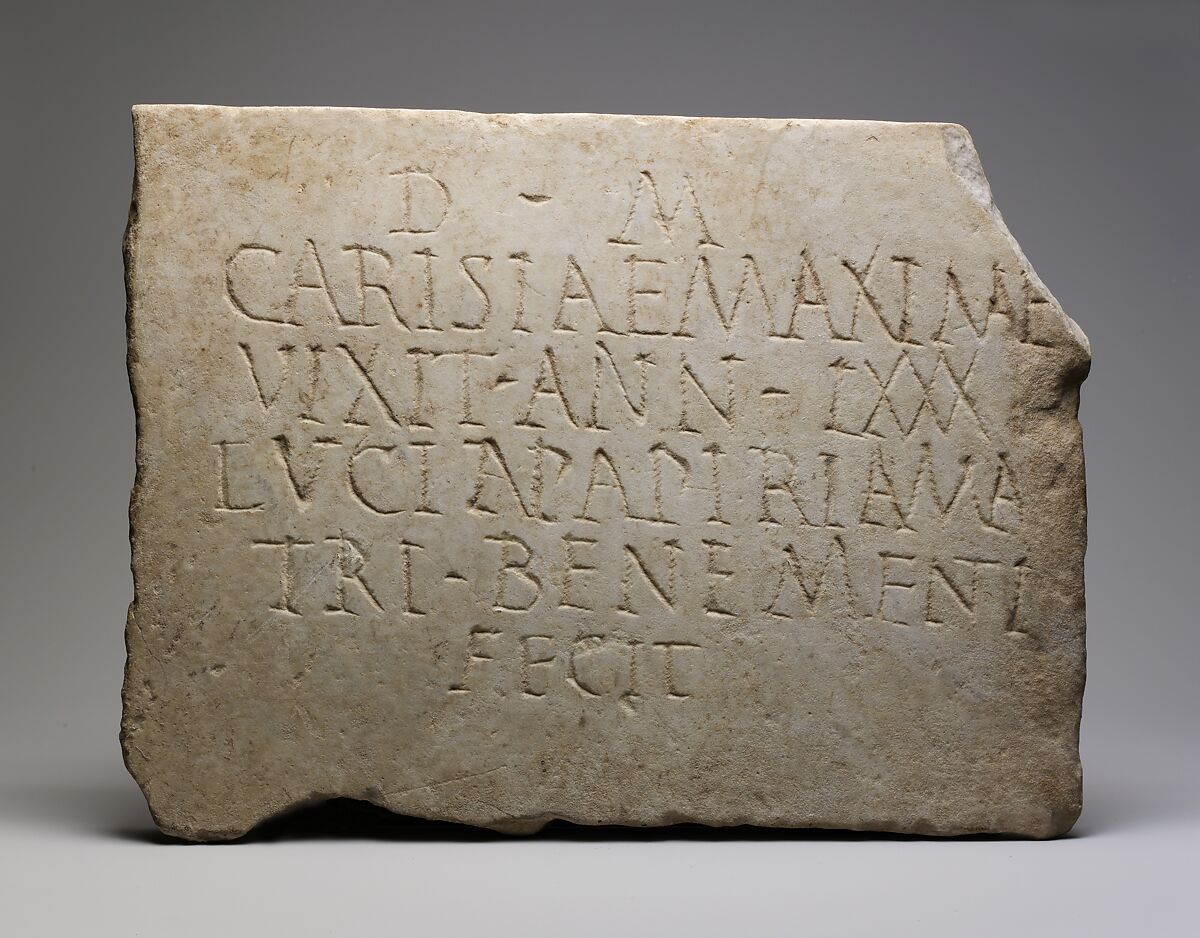 Marble funerary inscription, Marble, Roman 