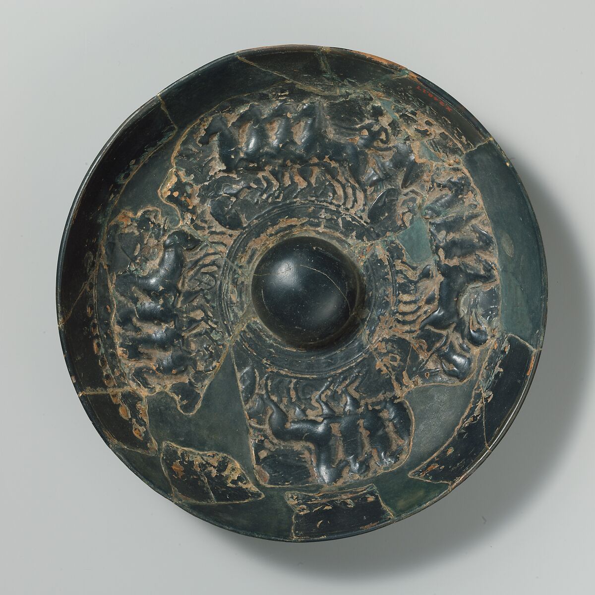 Terracotta phiale (libation bowl), Terracotta, Greek, South Italian, Campanian, Calenian 