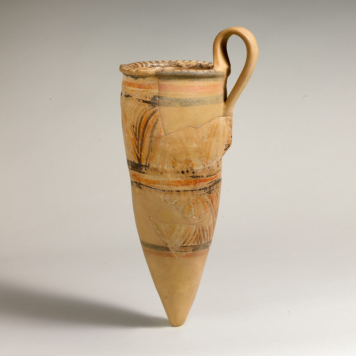 Terracotta conical rhyton (ritual vessel), Terracotta, Minoan 