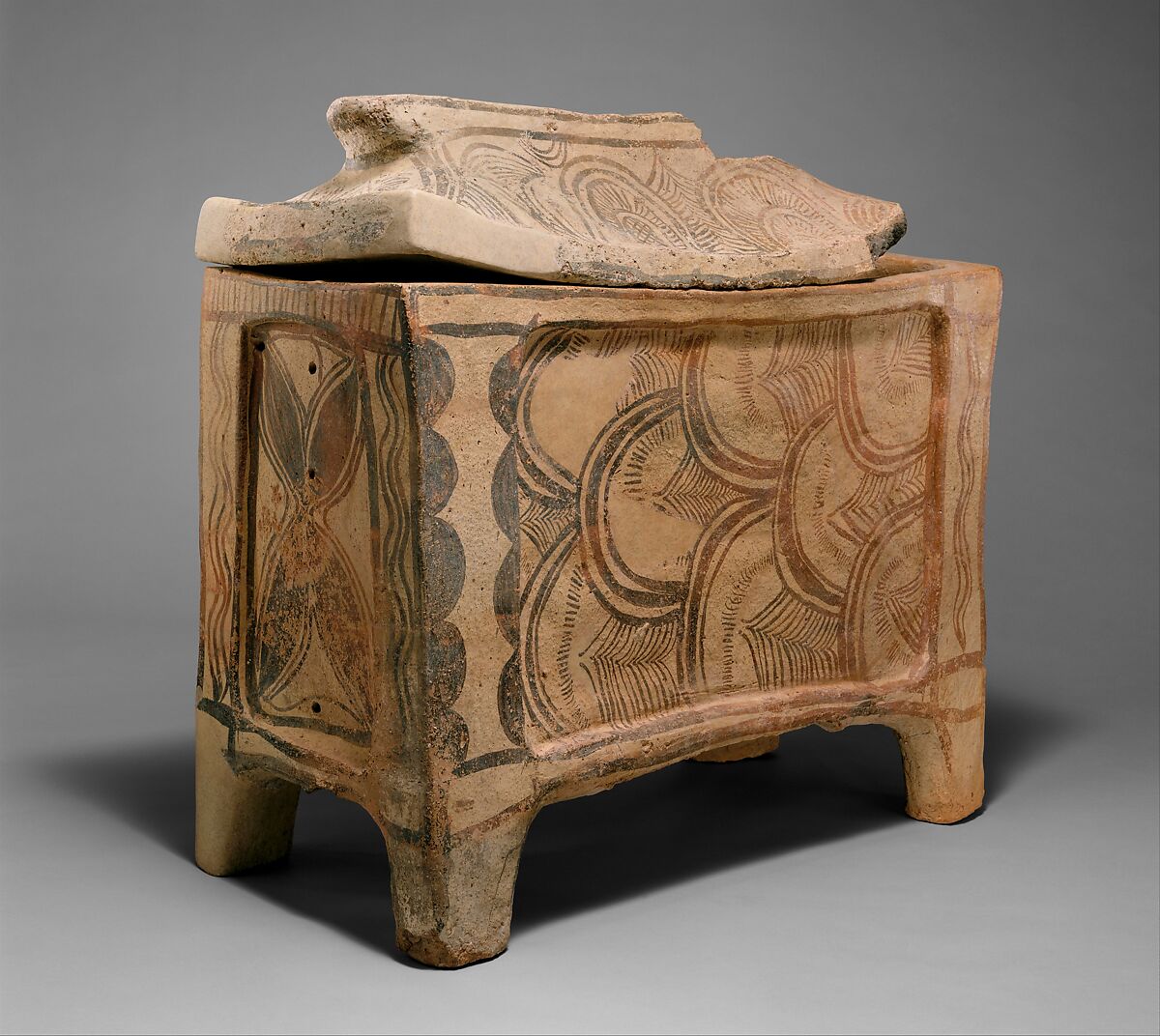Terracotta larnax (chest-shaped coffin), Terracotta, Minoan