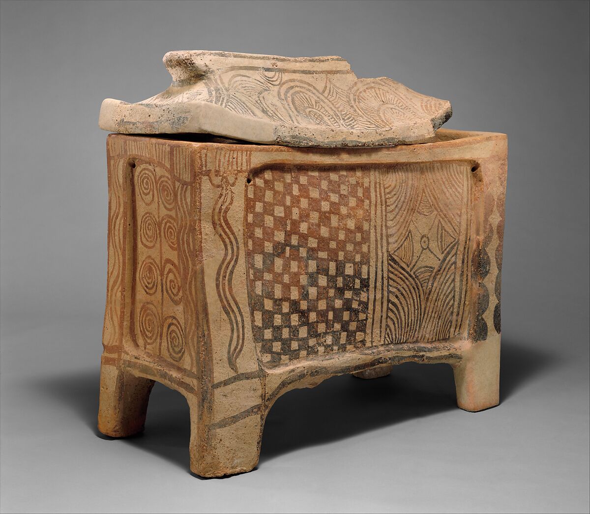 Terracotta larnax (chest-shaped coffin), Terracotta, Minoan 
