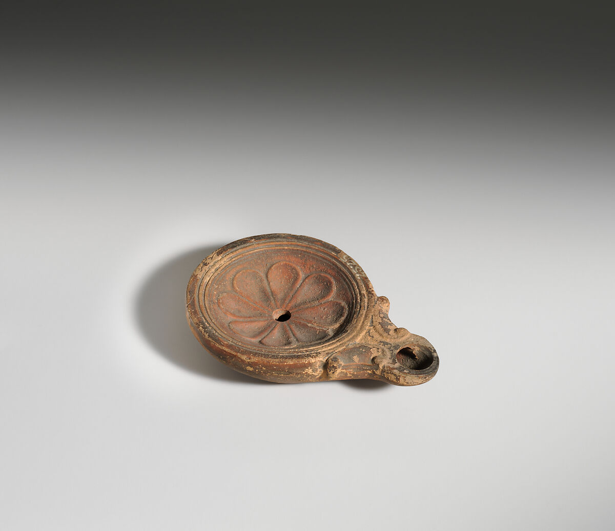 Terracotta oil lamp, Terracotta, Roman