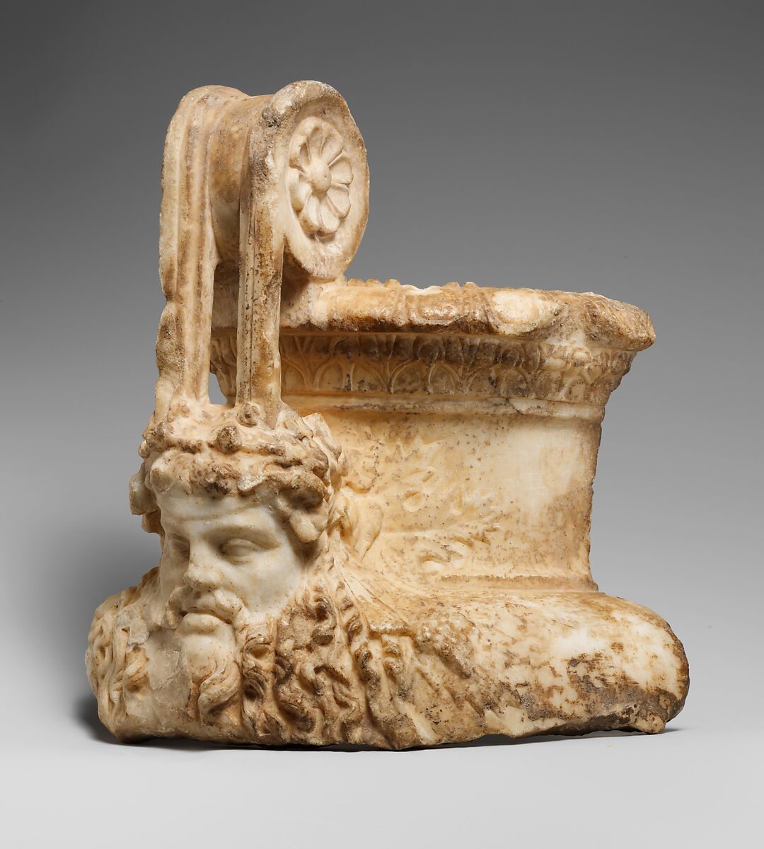 Marble fragment of a volute krater, Marble, Roman 