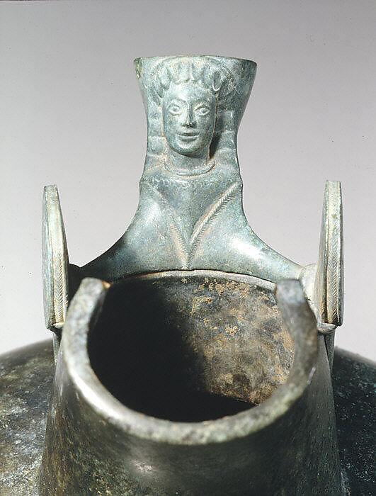 Bronze oinochoe, Bronze, Greek