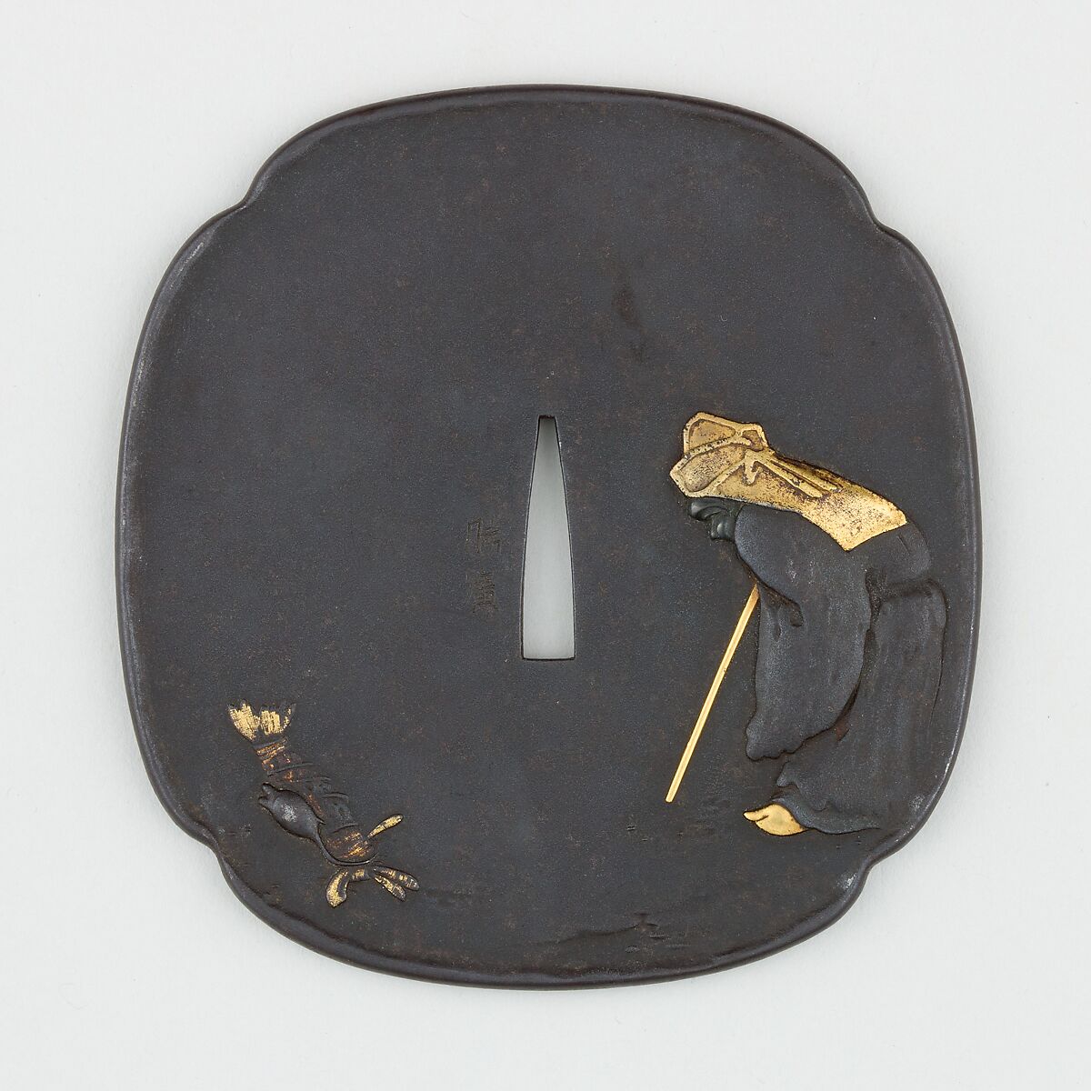 Sword Guard (<i>Tsuba</i>), Iron, gold, copper, Japanese 