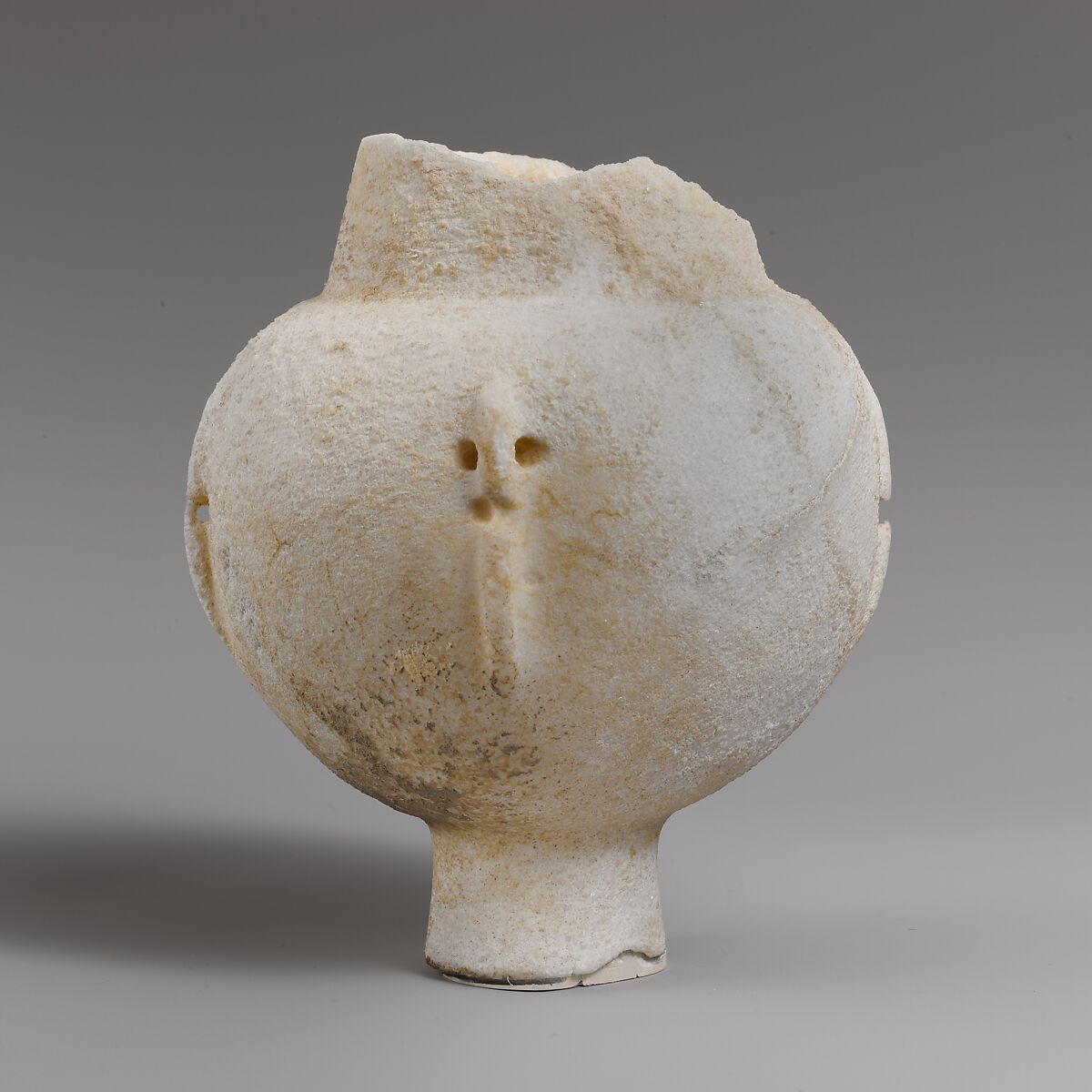 Marble vase with high foot and four lug handles, Marble, Cycladic 
