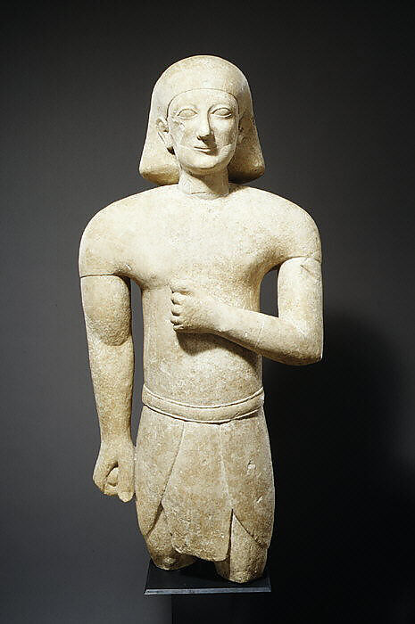 Limestone male figure in Egyptian dress, Limestone, Cypriot