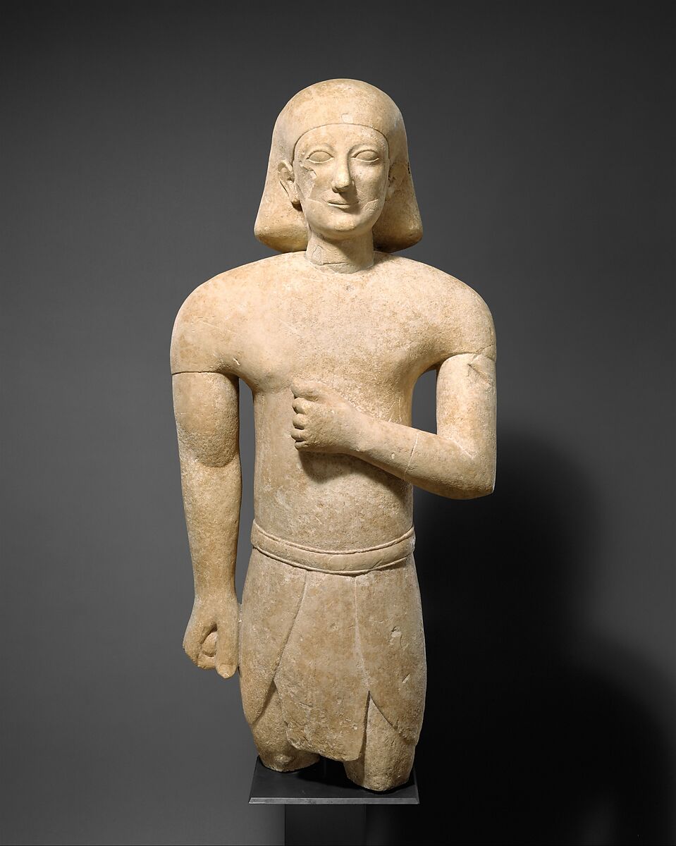 Limestone male figure in Egyptian dress, Limestone, Cypriot
