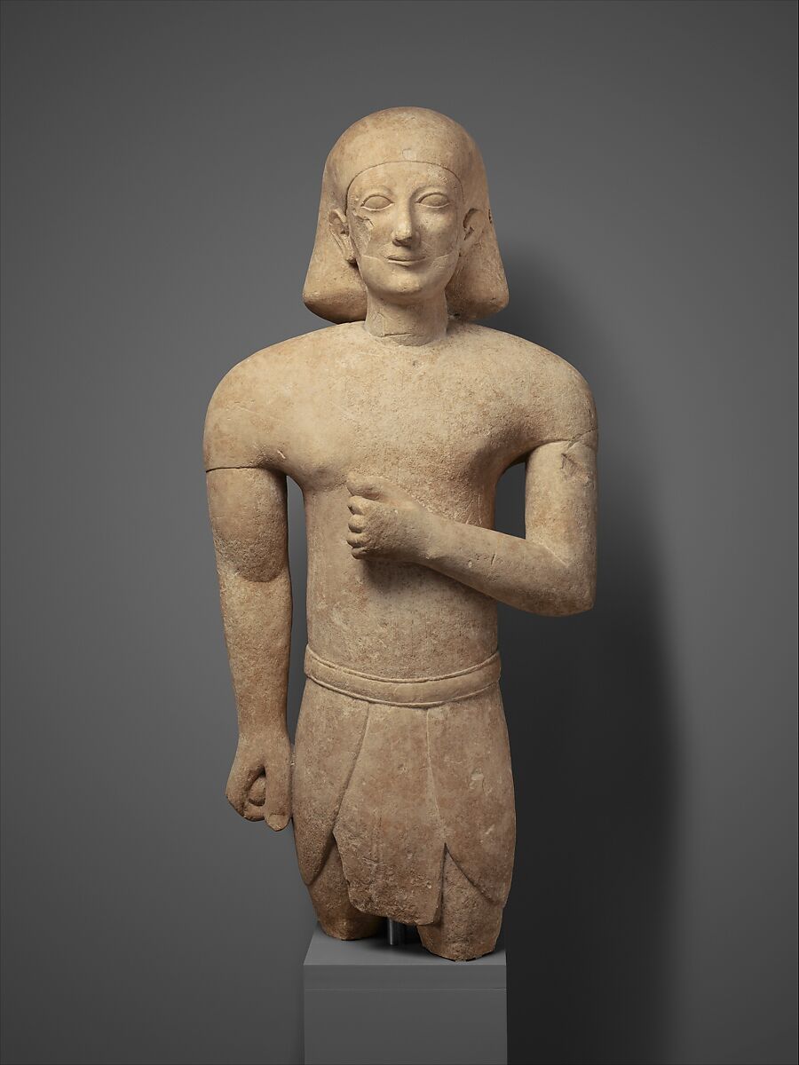 Limestone male figure in Egyptian dress, Limestone, Cypriot 