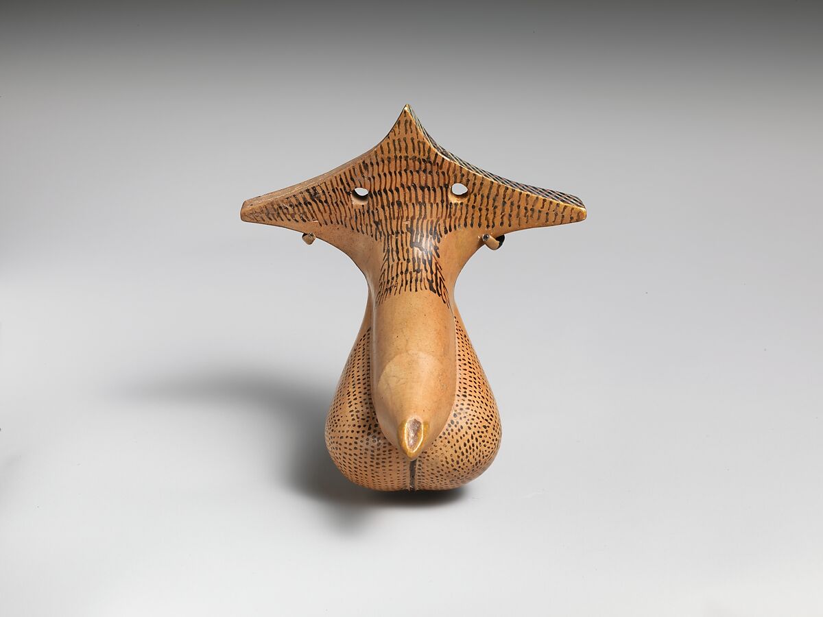 Terracotta vase in the form of a phallus, Terracotta, Greek 