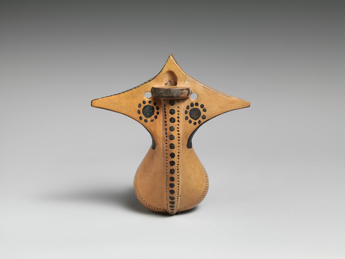 Terracotta vase in the form of a phallus, Terracotta, Greek