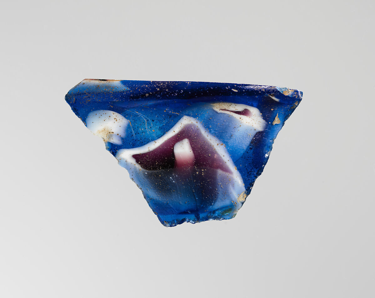 Glass mosaic ribbed bowl fragment, Glass, Roman