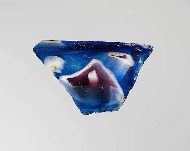 Glass mosaic ribbed bowl fragment