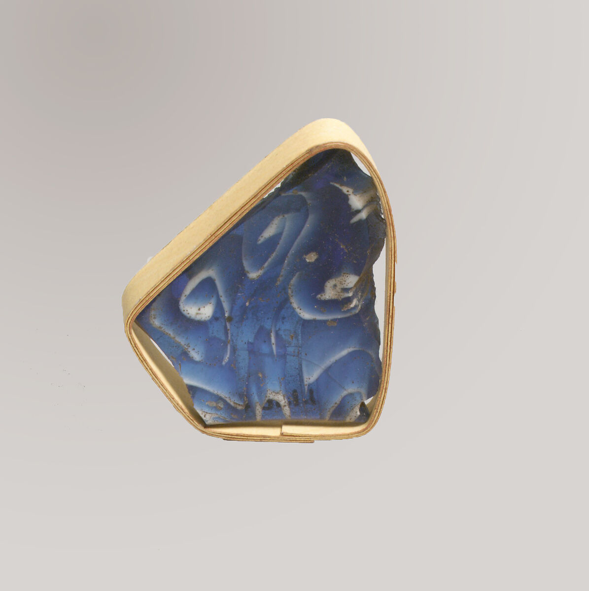 Glass mosaic ribbed bowl fragment, Glass, Roman 