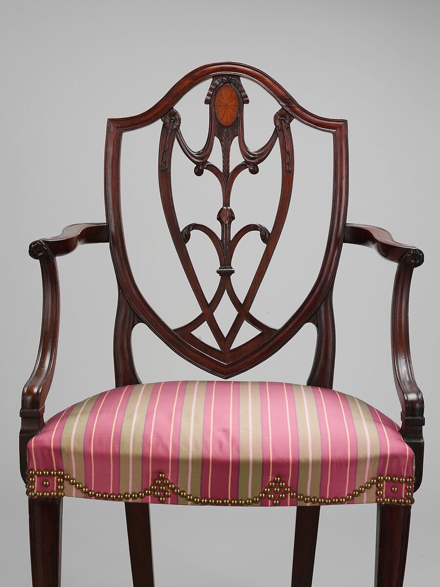 Armchair, Mahogany, satinwood inlay, ash, American