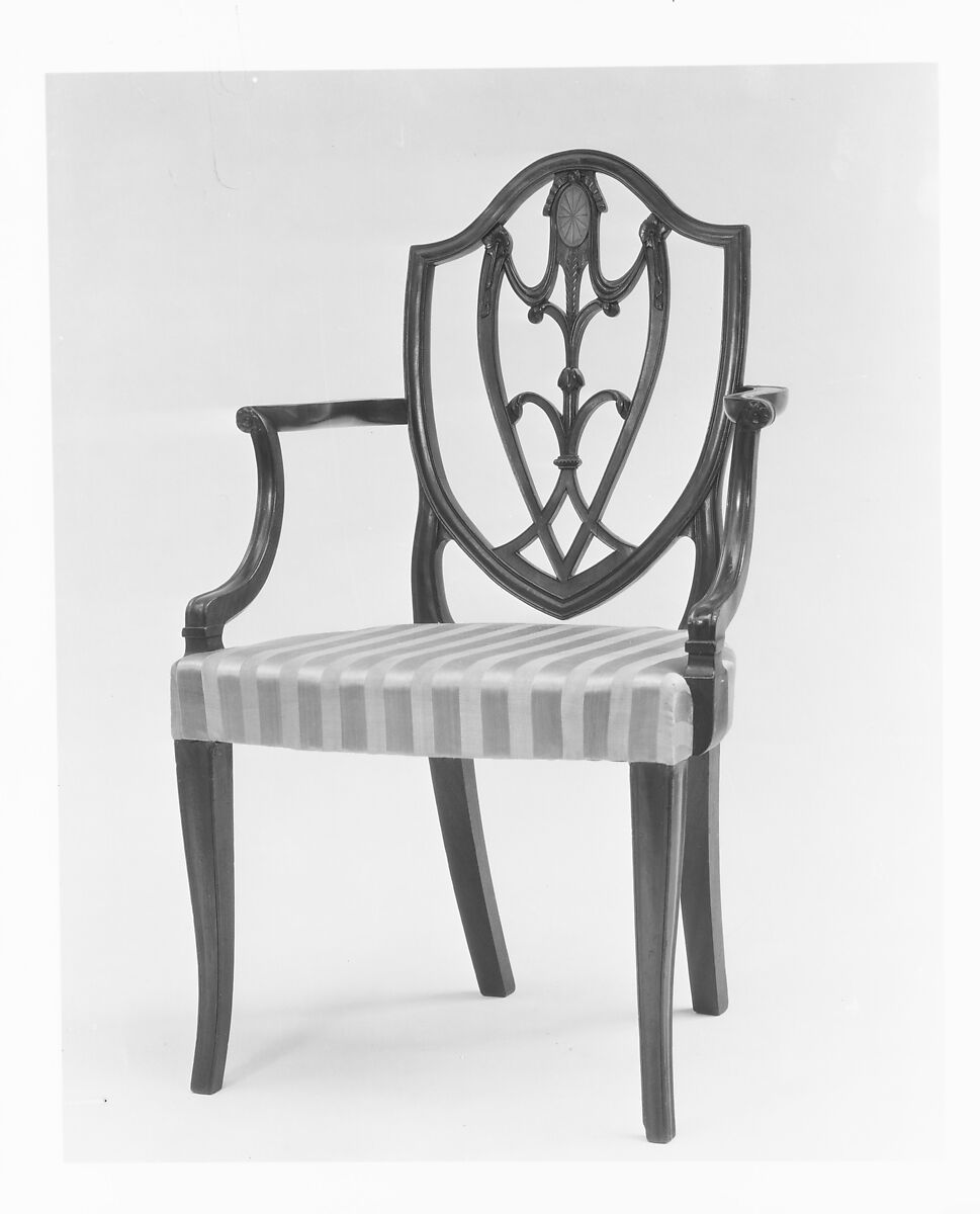 Armchair, Mahogany, satinwood inlay, ash, American