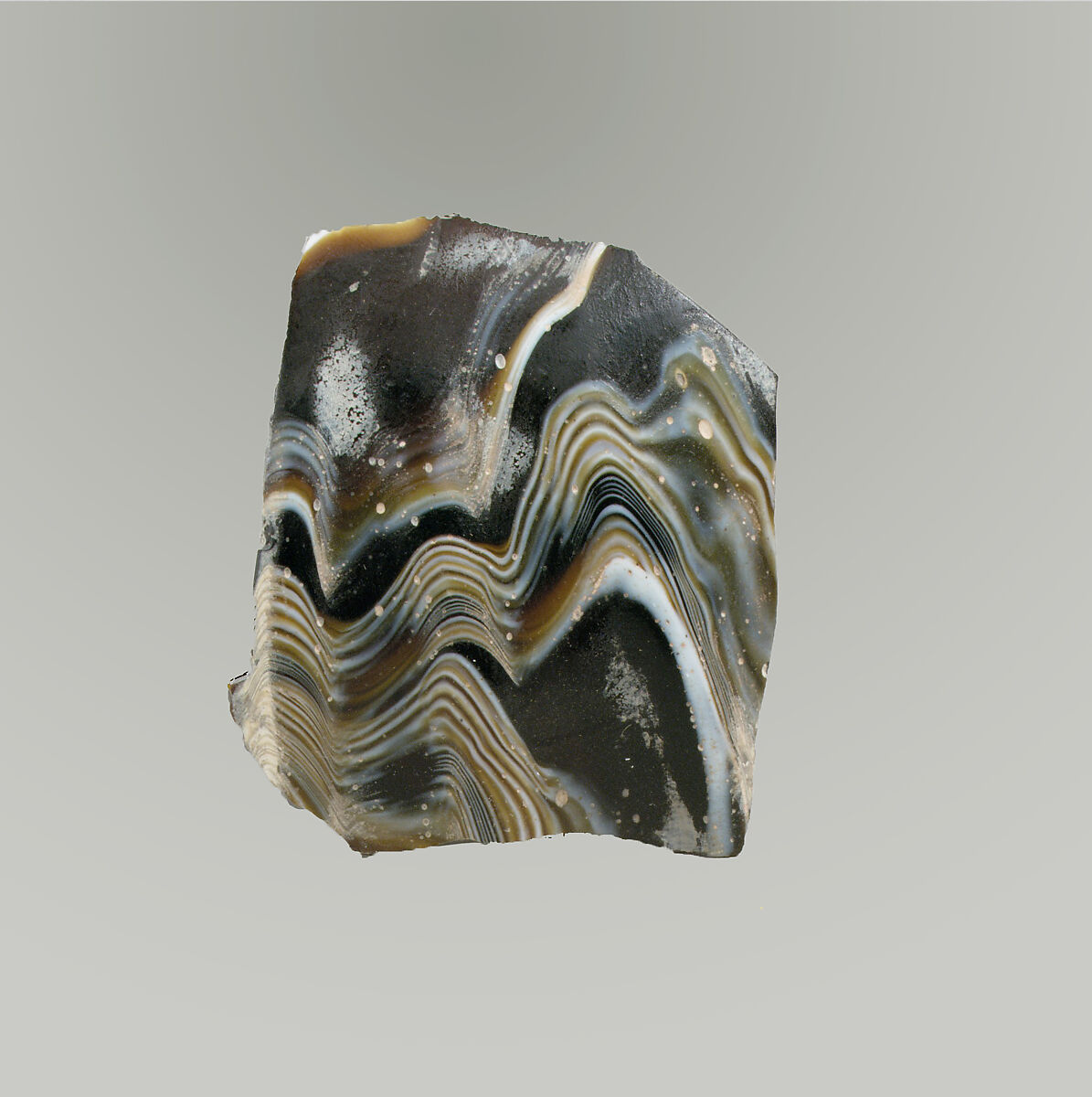 Glass mosaic ribbed bowl fragment, Glass, Roman 