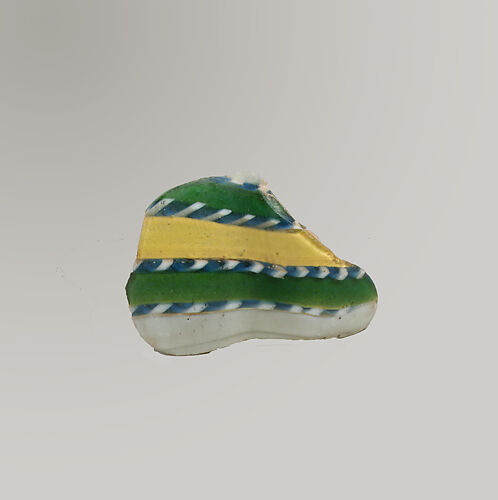 Glass striped mosaic carinated bowl fragment