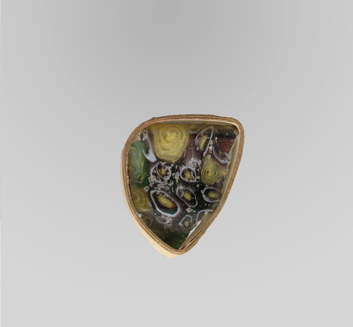 Glass mosaic carinated bowl fragment, Glass, Roman 