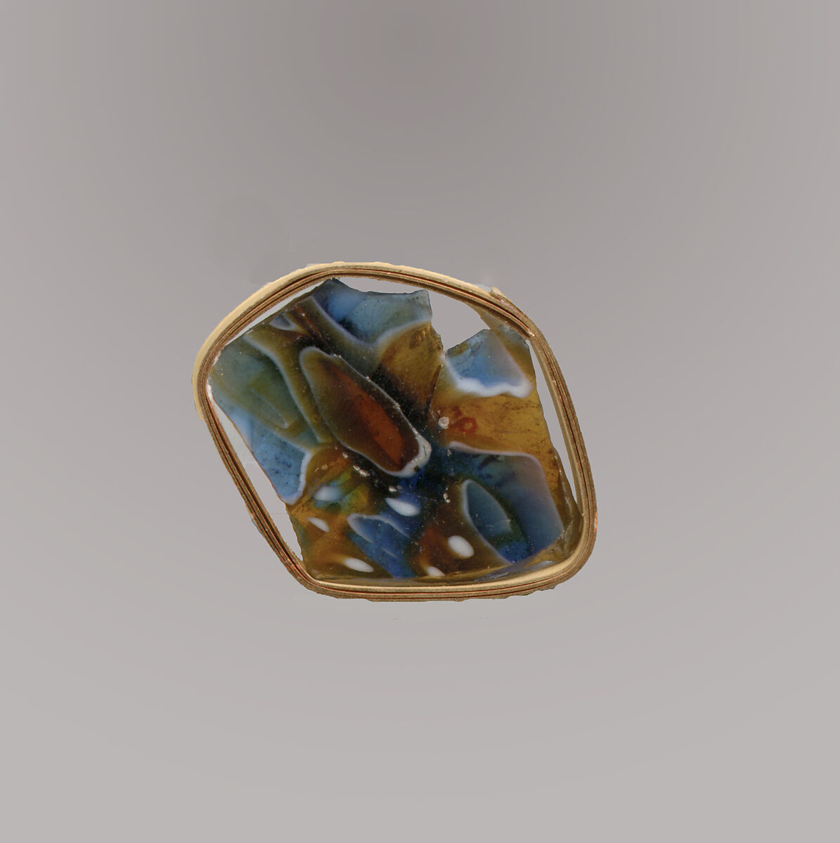 Glass mosaic ribbed bowl fragment, Glass, Roman 
