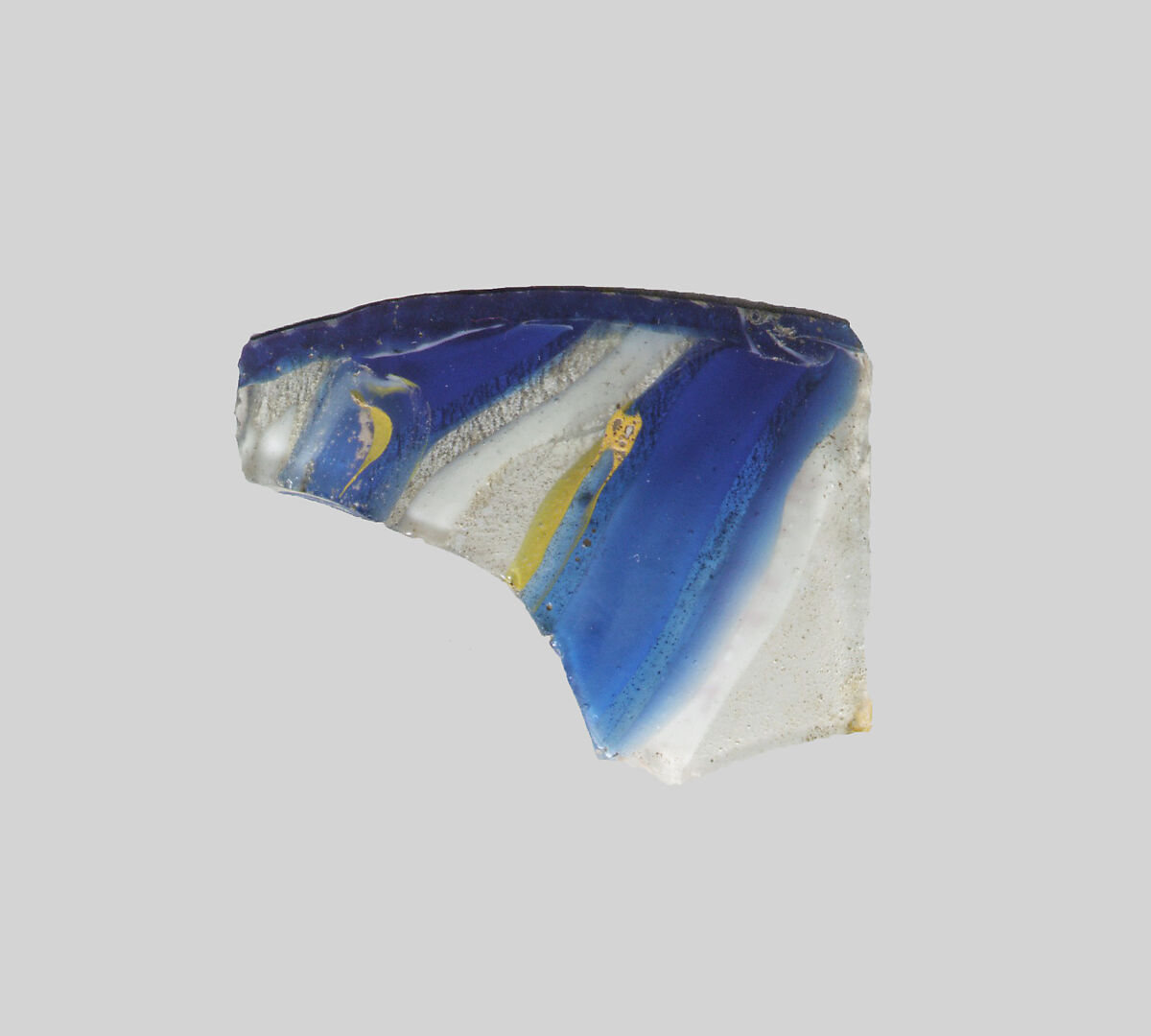Glass striped mosaic bowl fragment, Glass, Roman 