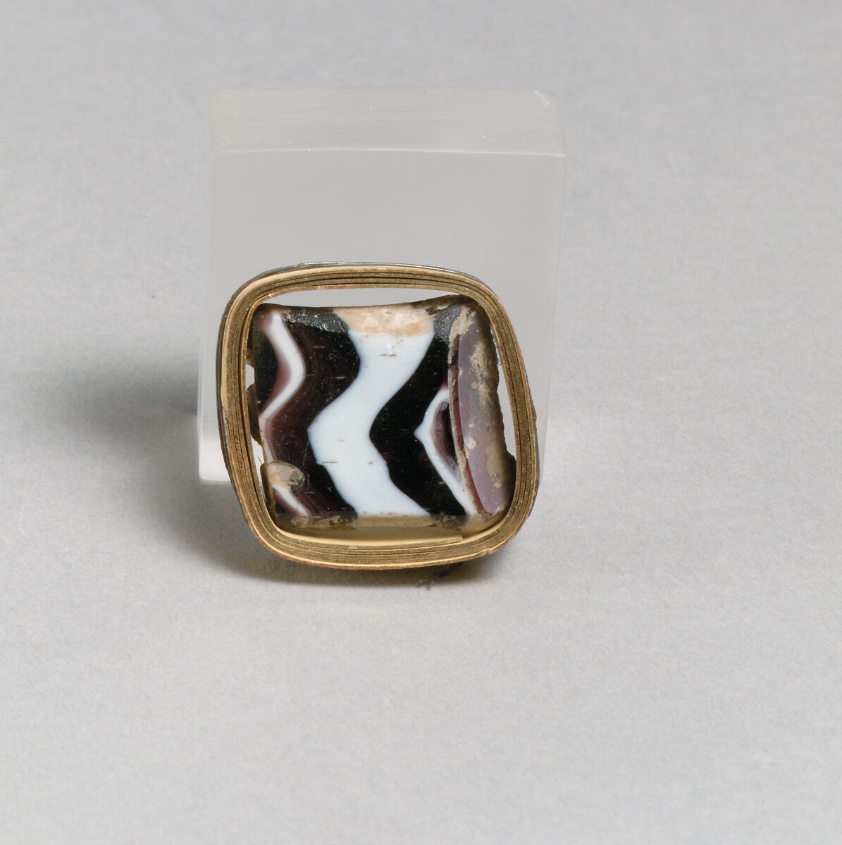 Glass mosaic handle fragment, Glass, Roman, probably northern Italian