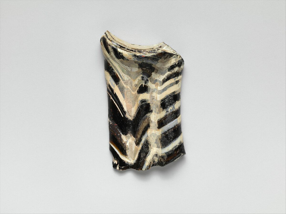 Glass mosaic handle fragment, Glass, Roman, probably northern Italian 