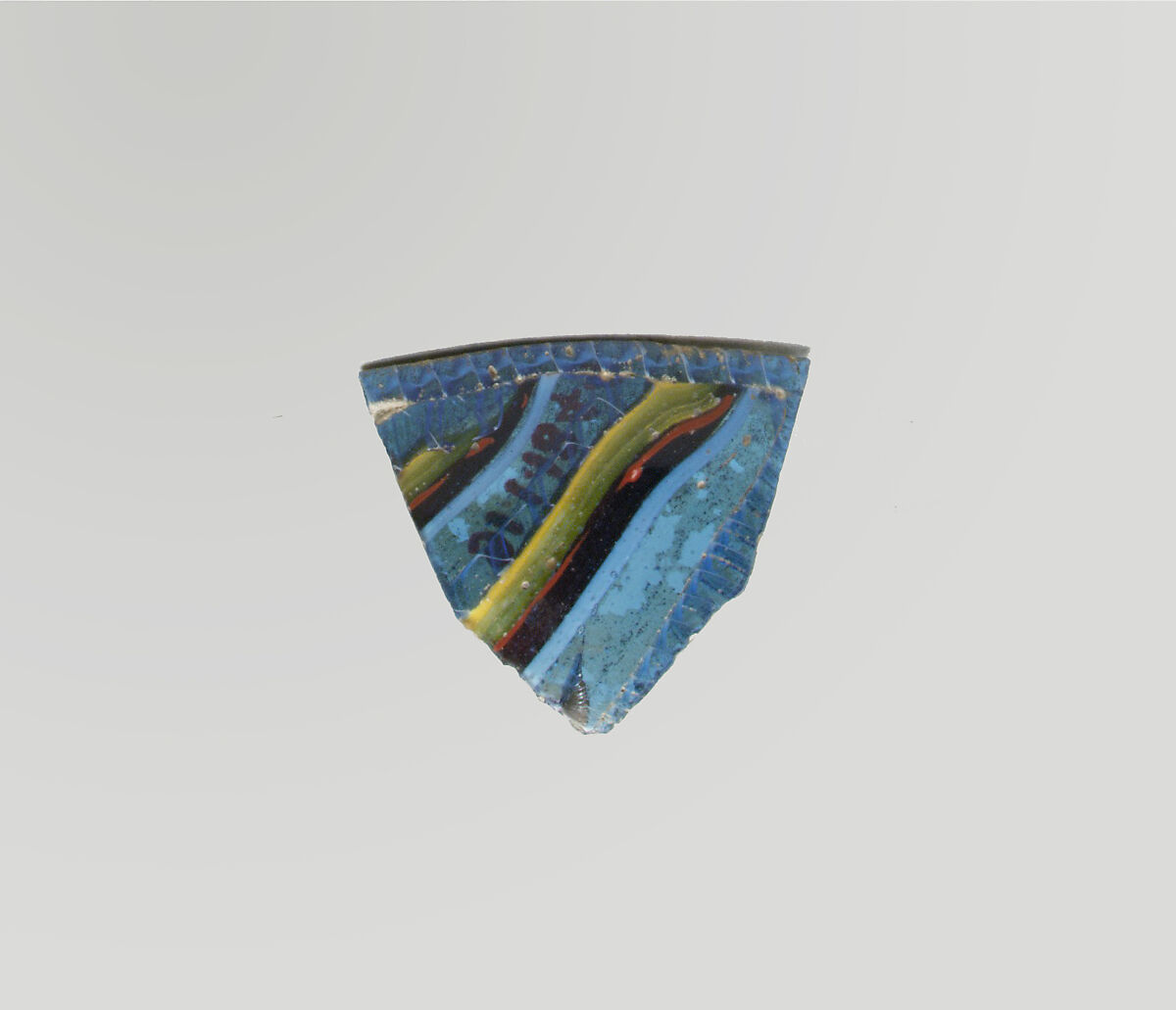 Glass striped mosaic bowl fragment, Glass, Roman 