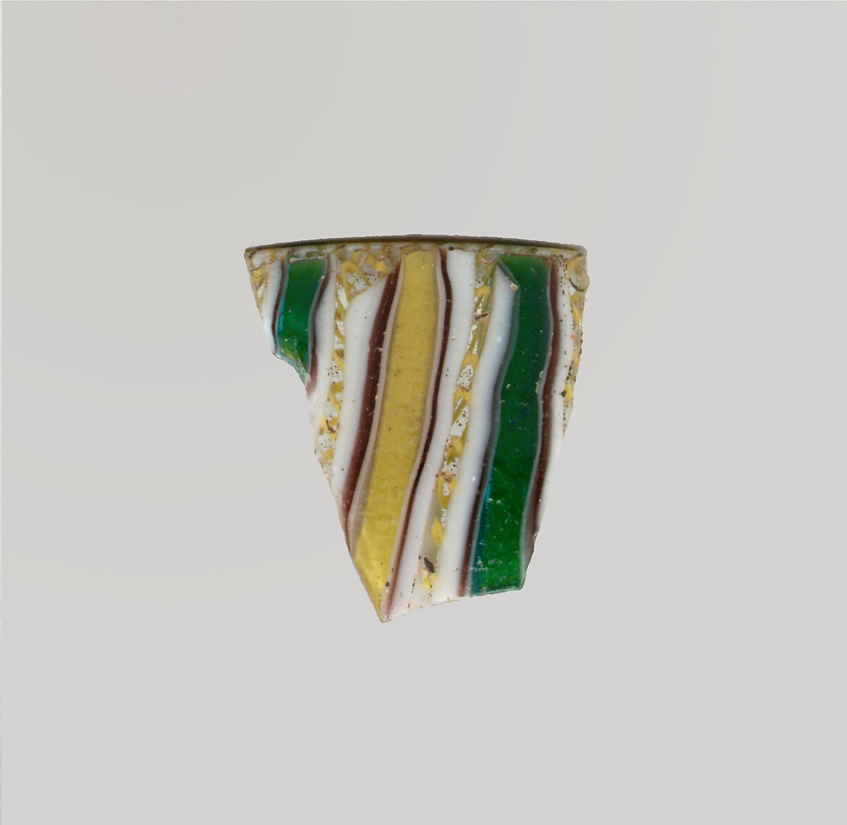 Glass striped mosaic fragment, Glass, Roman