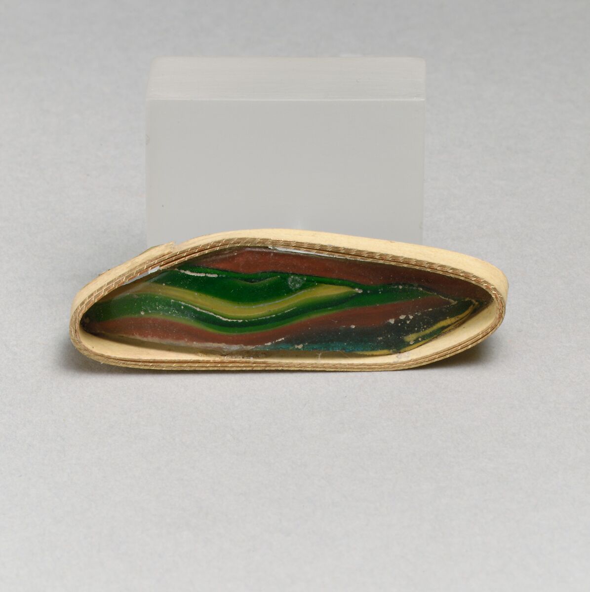 Glass striped mosaic fragment, Glass, Roman