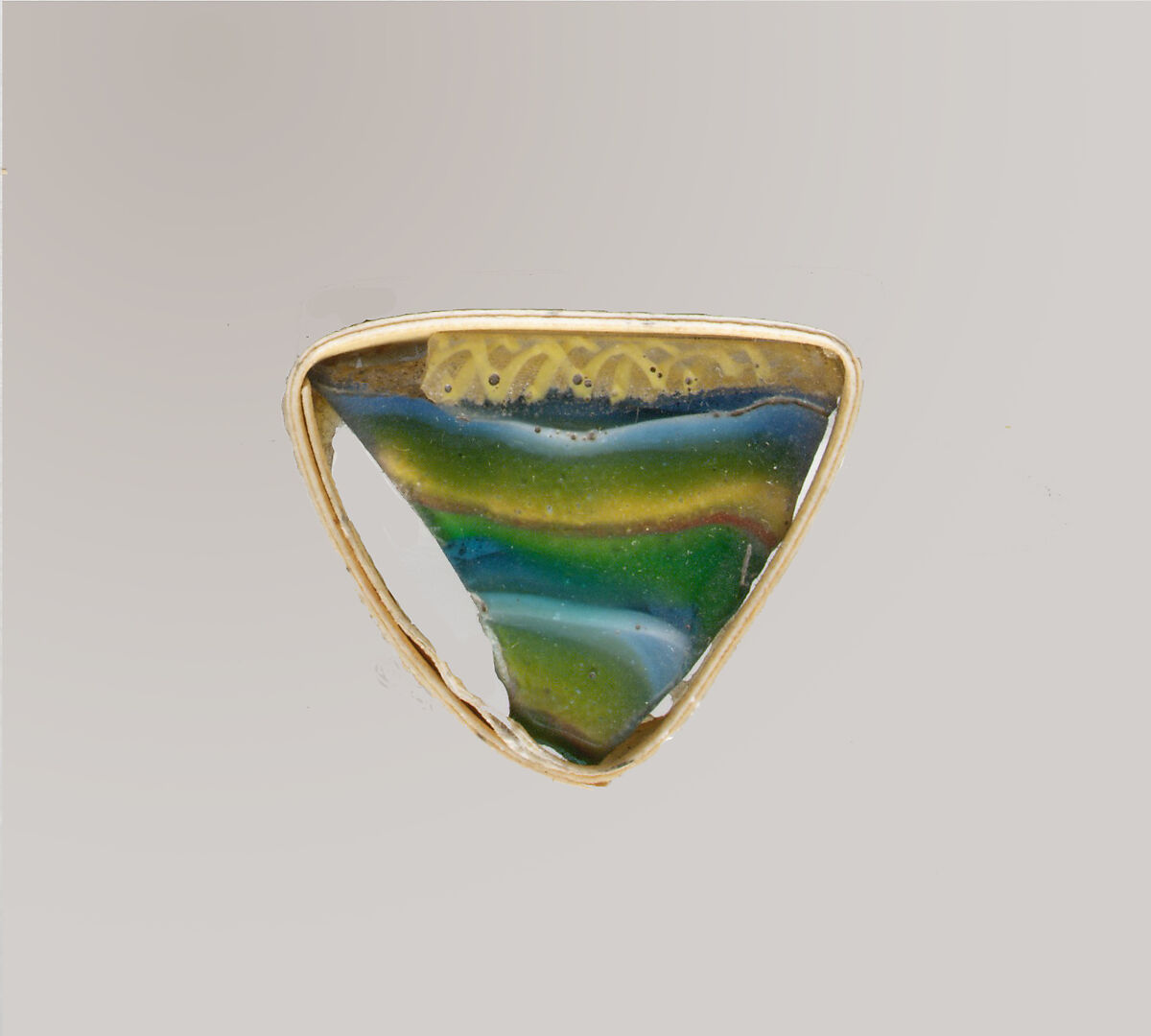 Glass striped mosaic bowl fragment, Glass, Roman 