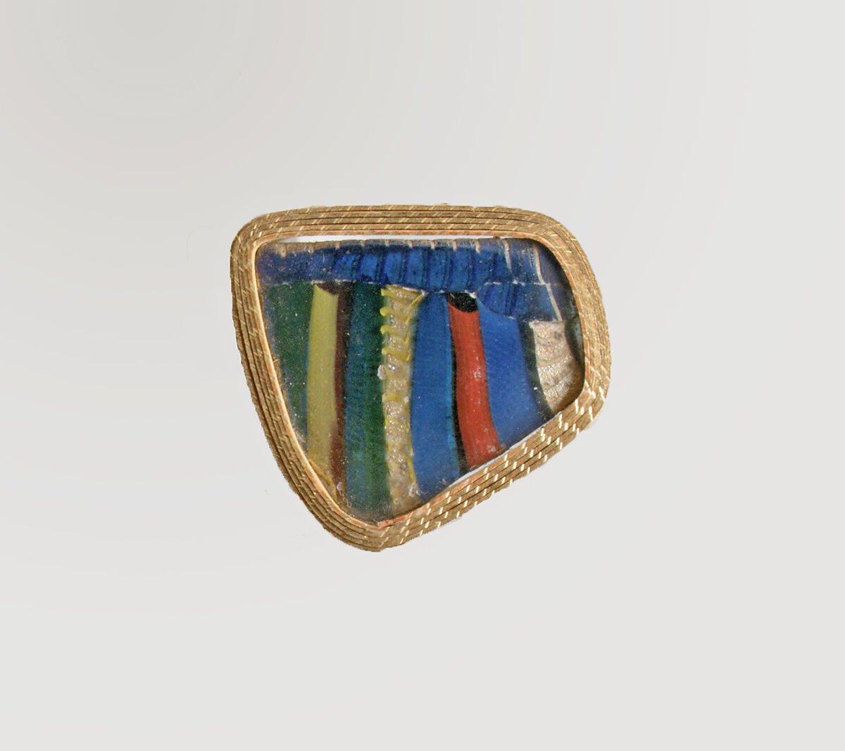 Glass striped mosaic bowl fragment, Glass, Roman 