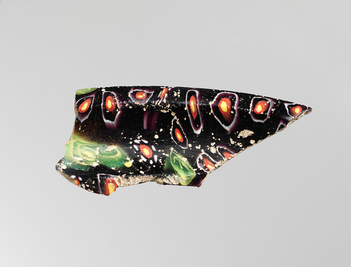 Glass mosaic carinated dish fragment, Glass, Roman 