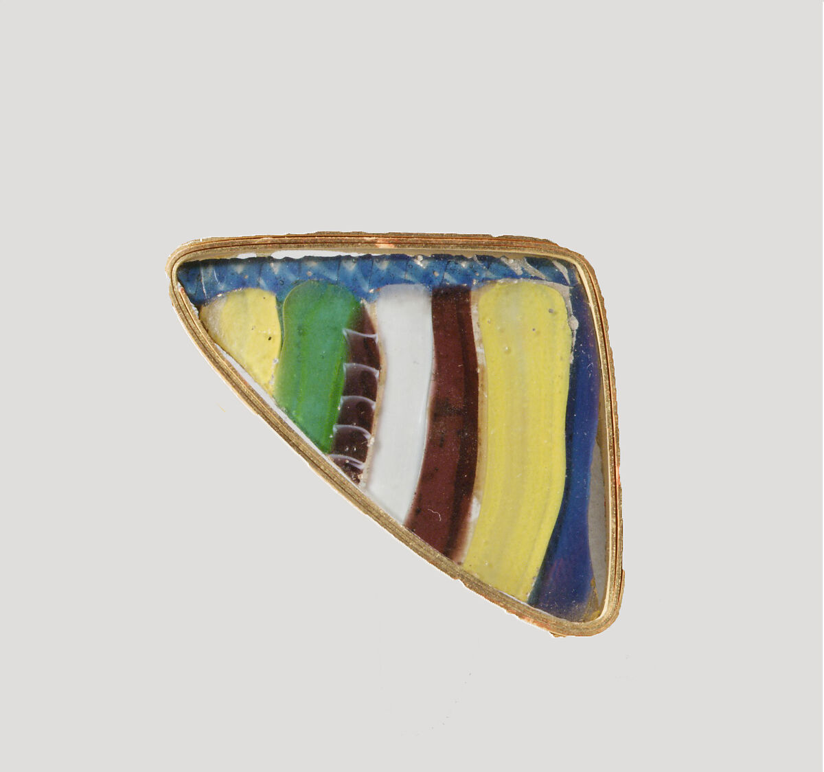 Glass striped mosaic bowl fragment, Glass, Roman 