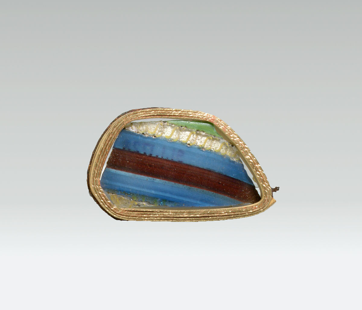 Glass striped mosaic bowl fragment, Glass, Roman 