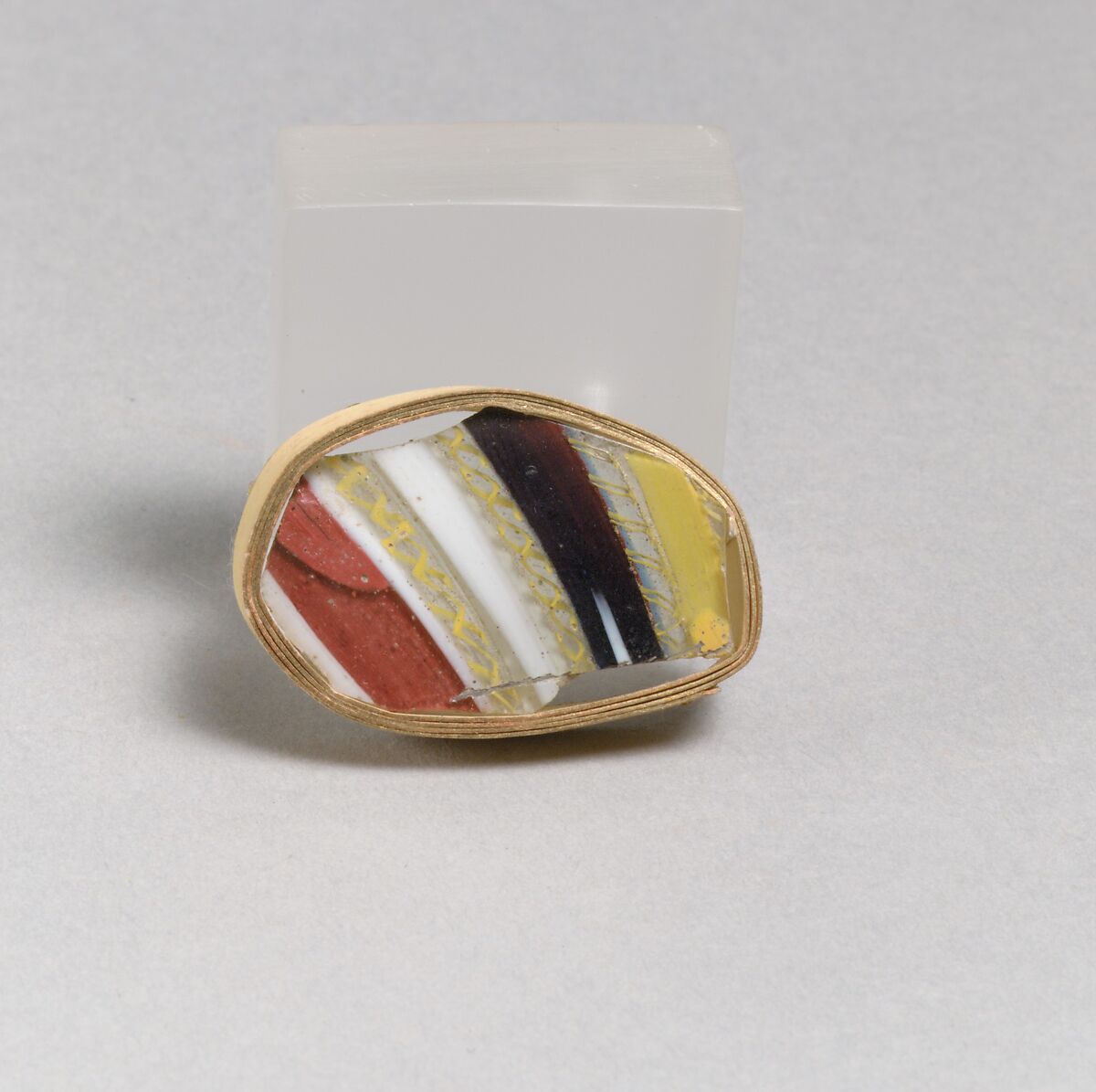 Glass striped mosaic fragment, Glass, Roman