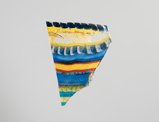 Glass striped mosaic bowl fragment