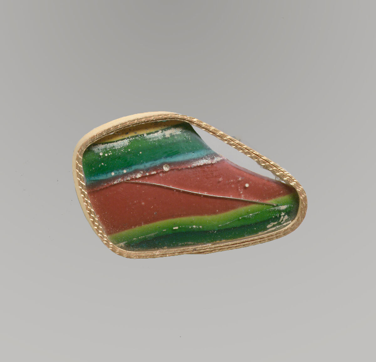 Glass striped mosaic bowl fragment, Glass, Roman 