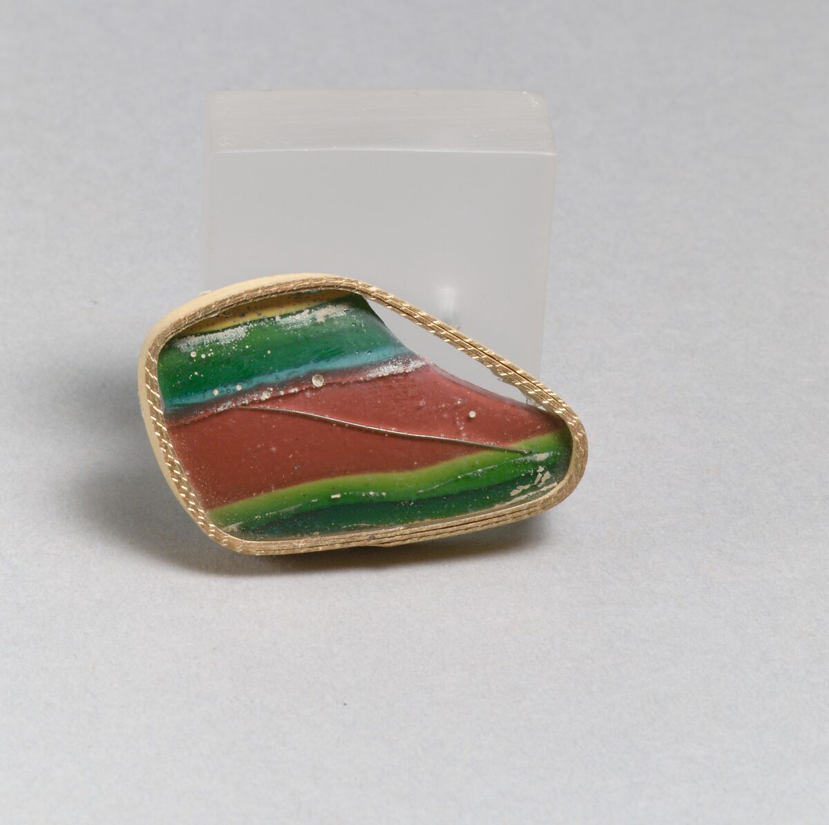 Glass striped mosaic bowl fragment, Glass, Roman