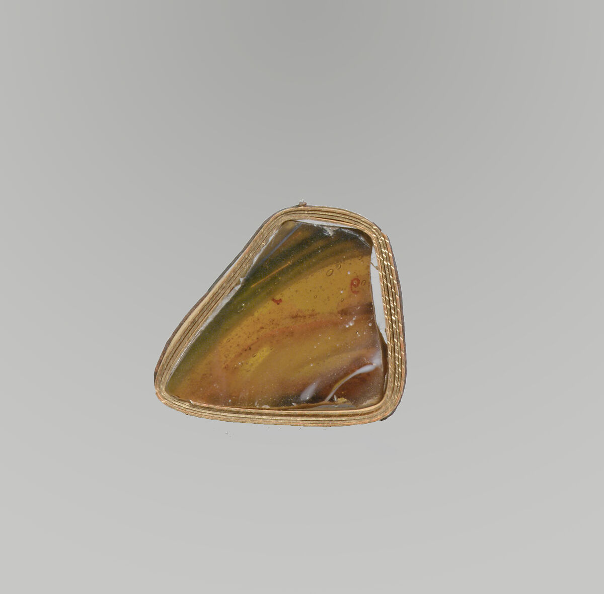 Glass mosaic ribbed bowl fragment, Glass, Roman 