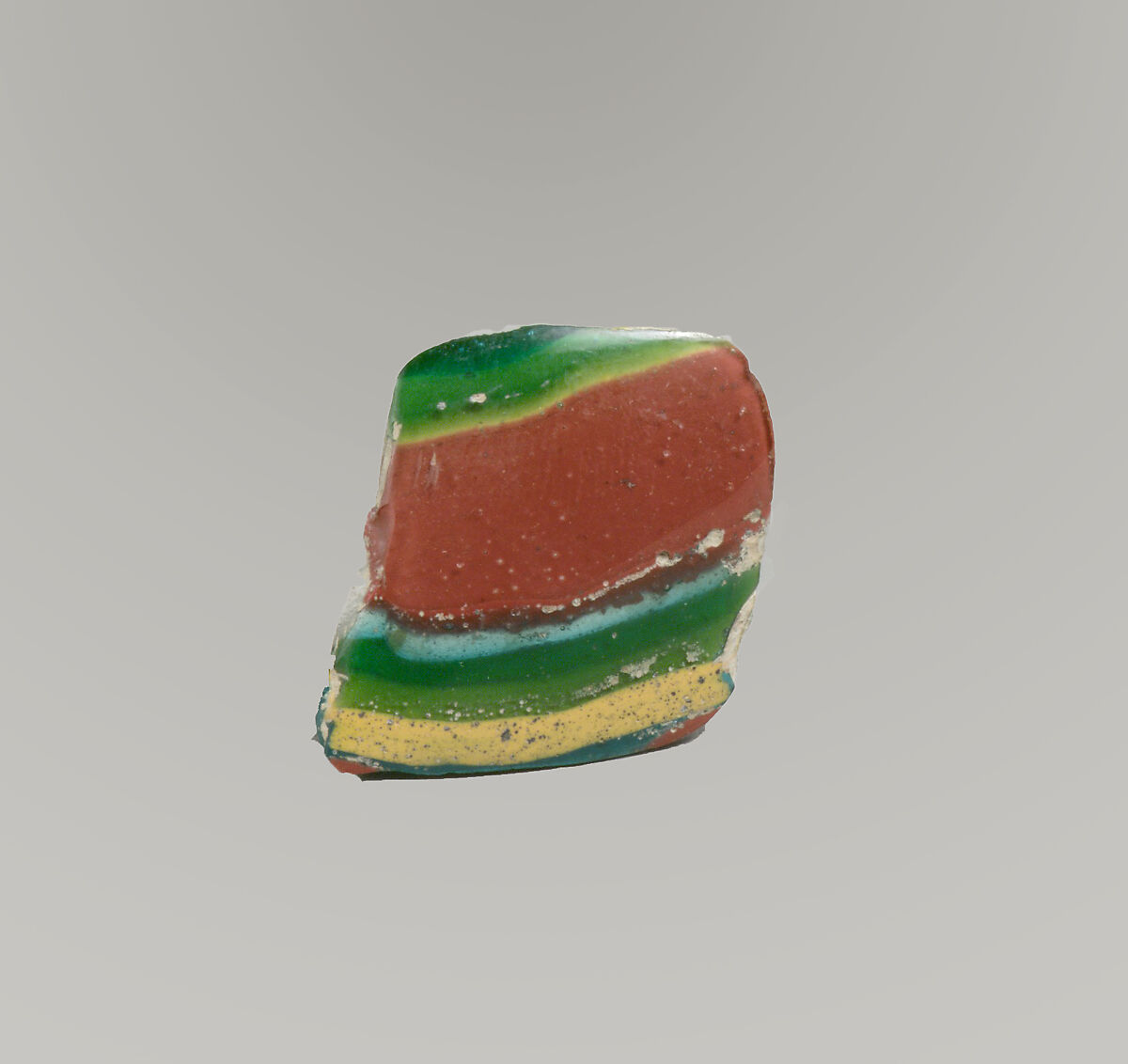 Glass striped mosaic bowl fragment, Glass, Roman 