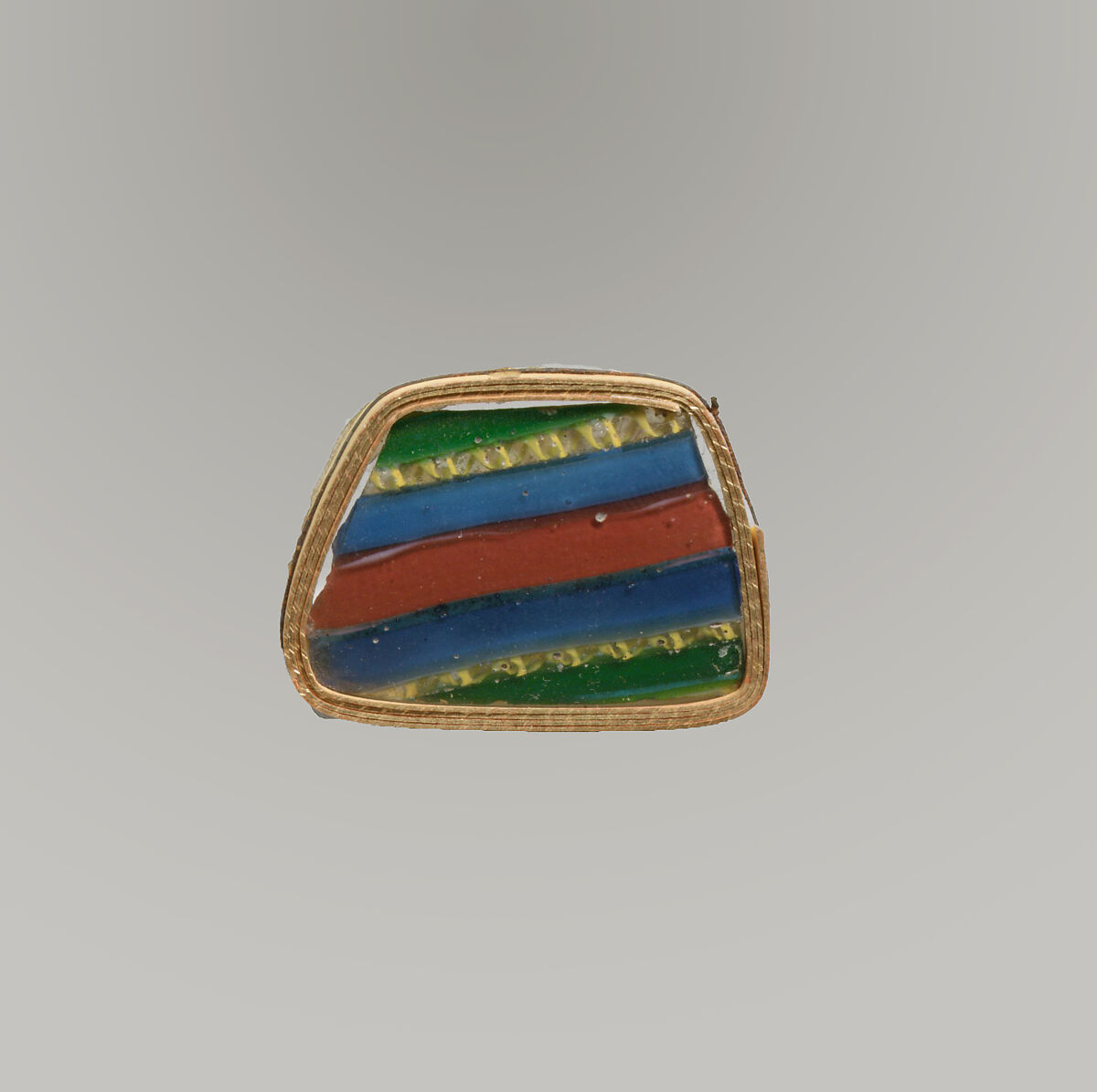 Glass striped mosaic bowl fragment, Glass, Roman 
