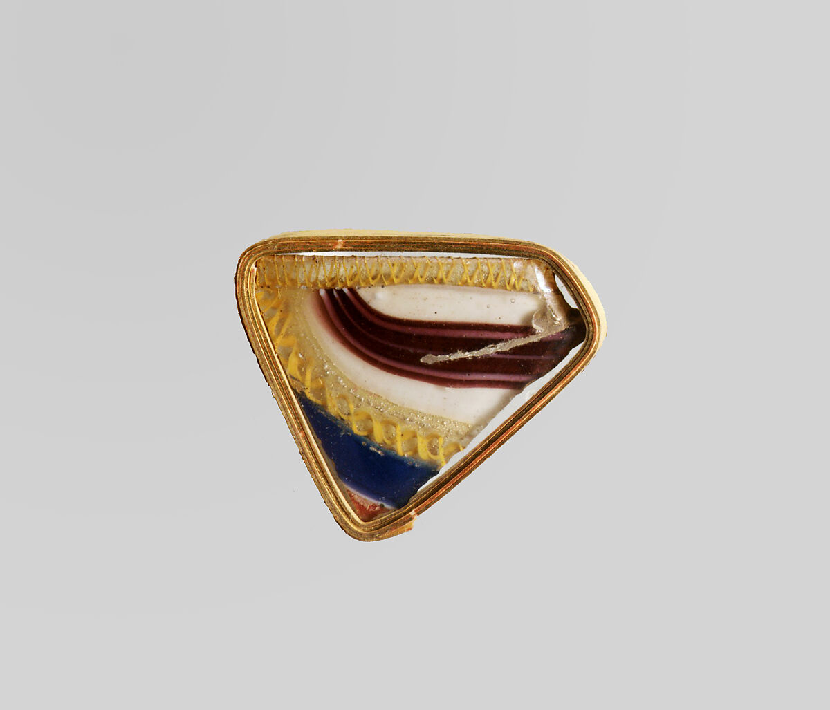 Glass striped mosaic bowl fragment, Glass, Roman 