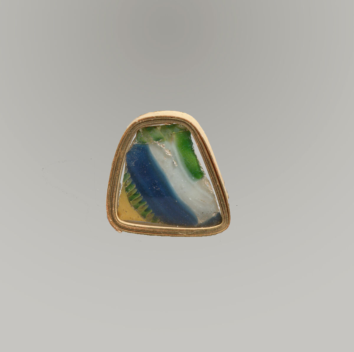 Glass striped mosaic bowl fragment, Glass, Roman 