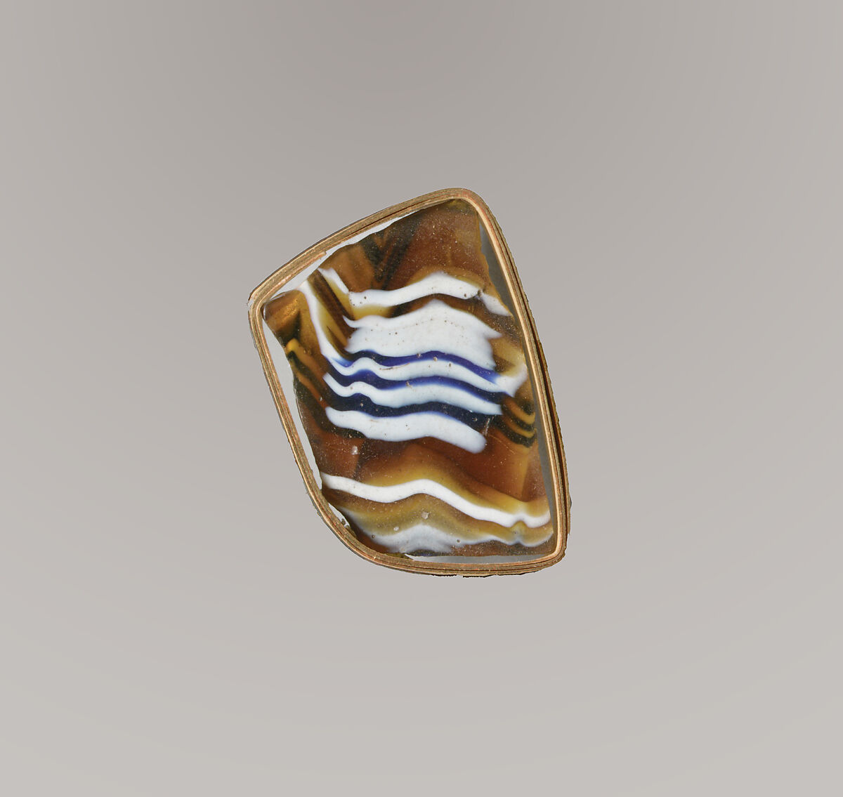 Glass mosaic ribbed bowl fragment, Glass, Roman 