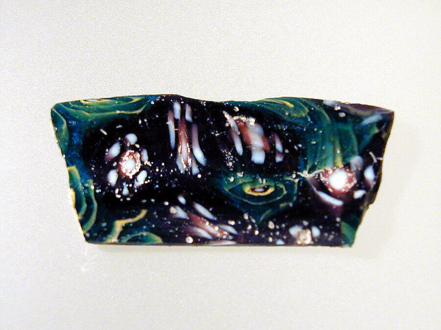 Glass mosaic carinated dish fragment, Glass, Roman 