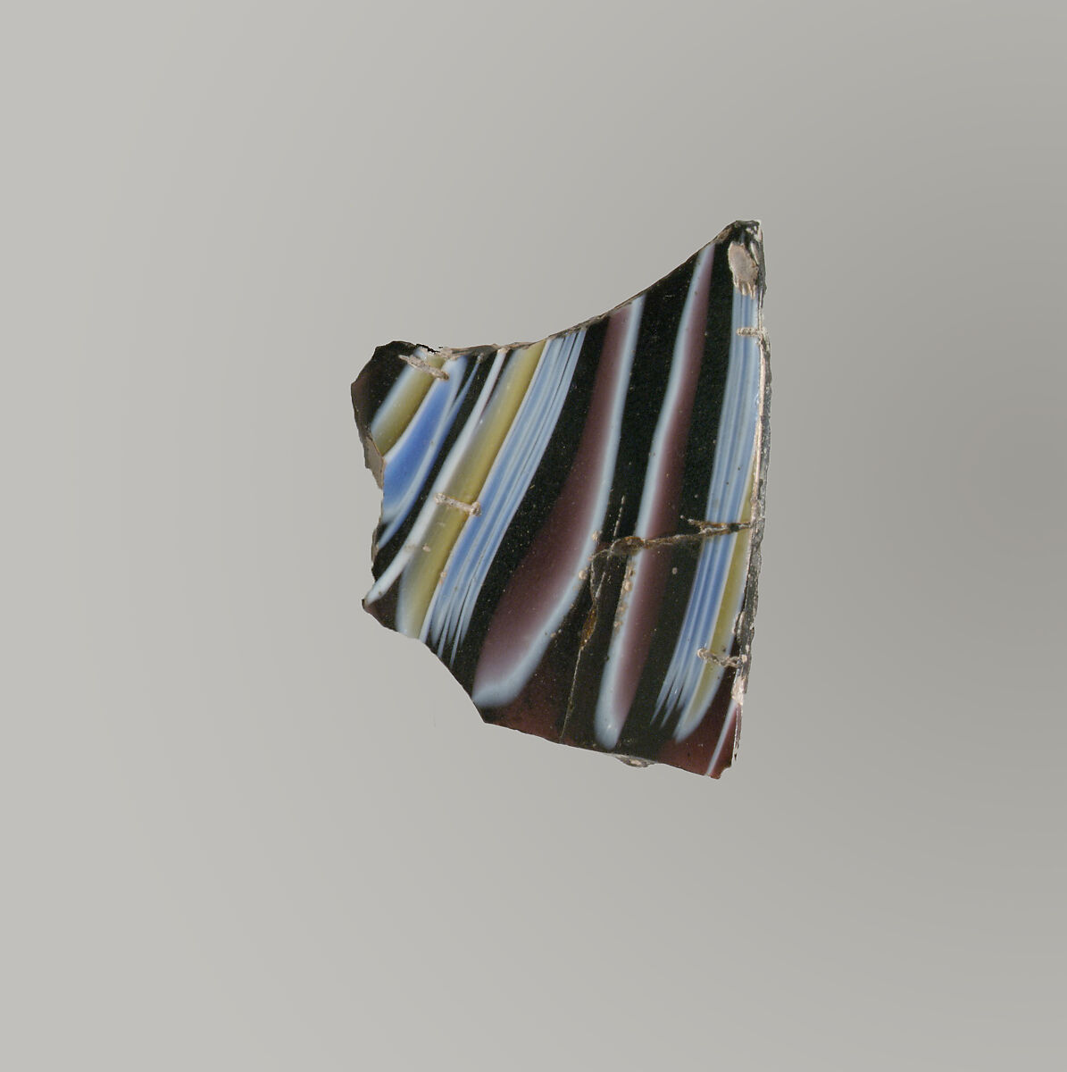 Glass mosaic ribbed bowl fragment, Glass, Roman 