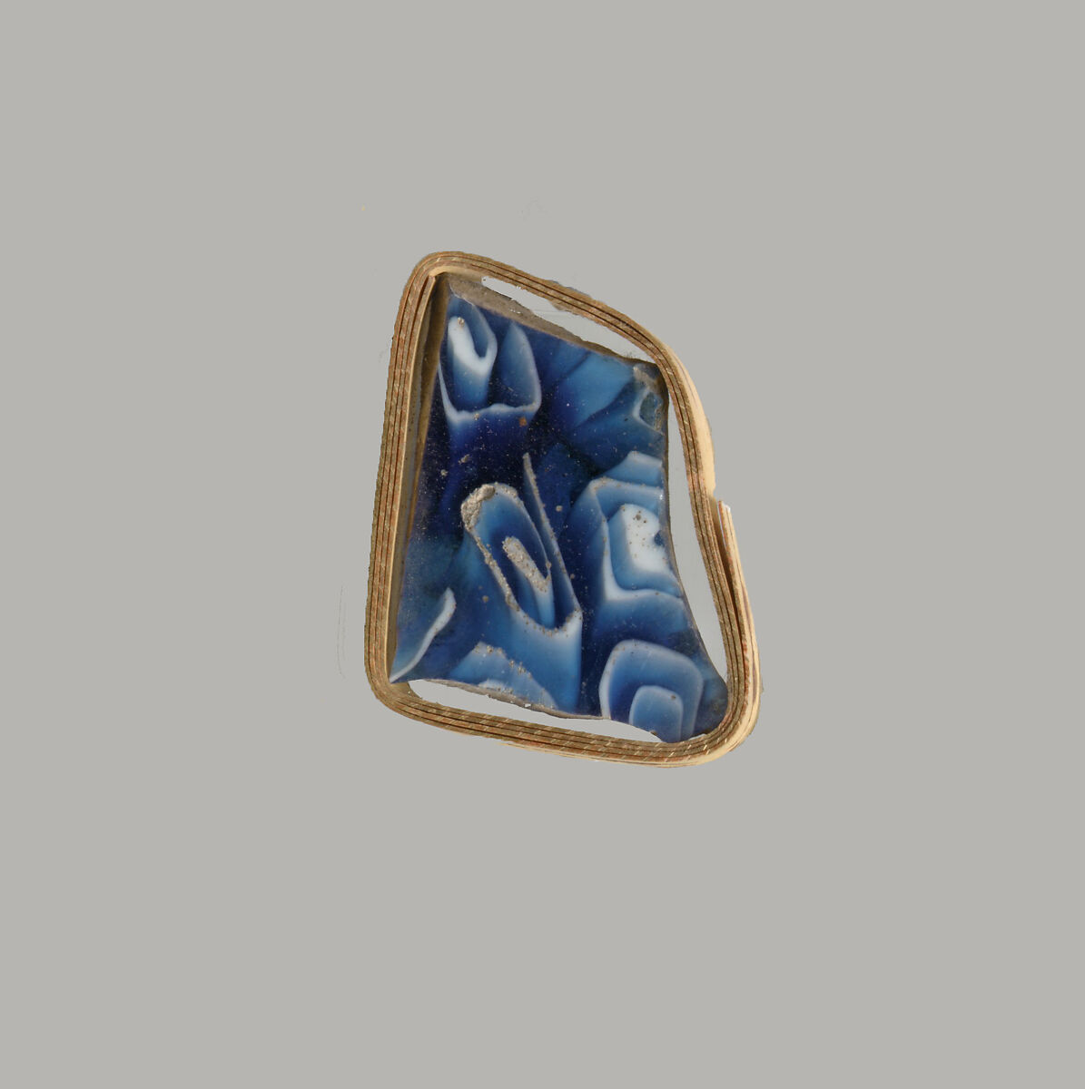 Glass mosaic ribbed bowl fragment, Glass, Roman 