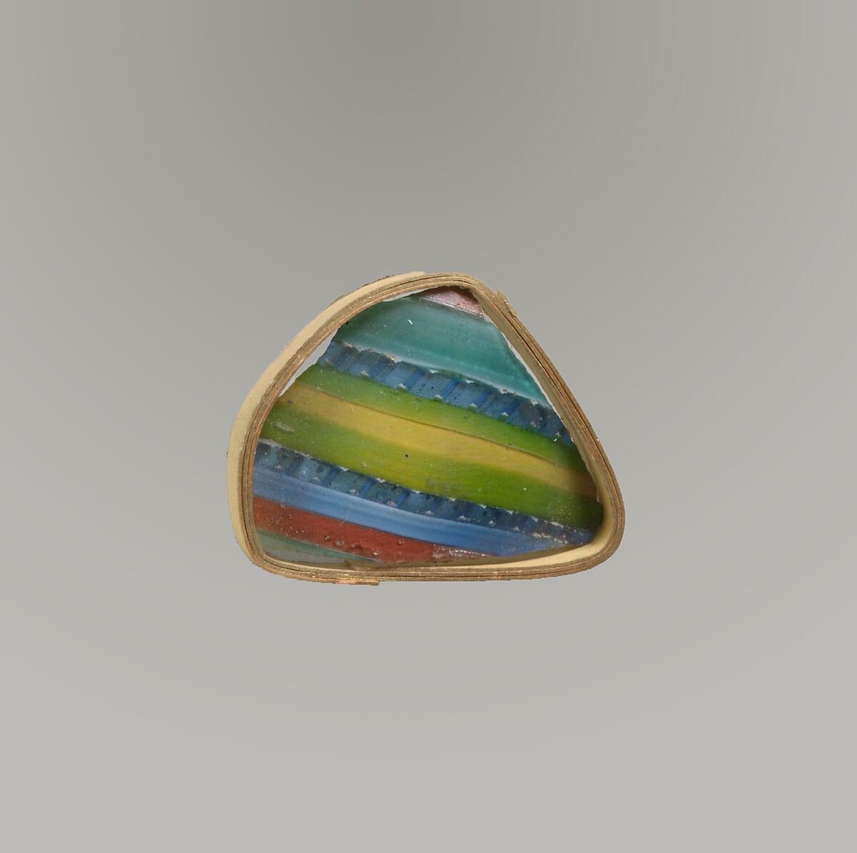 Glass striped mosaic bowl fragment, Glass, Roman 