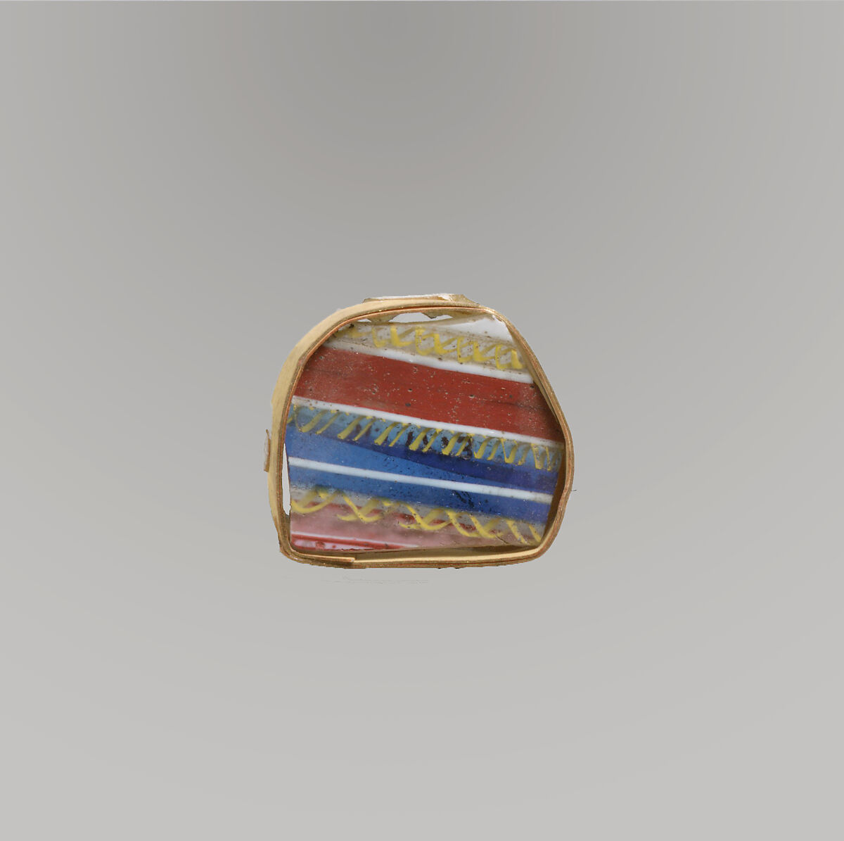 Glass striped mosaic bowl fragment, Glass, Roman 